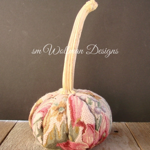 Pretty Petit Point Flowers on Pale Rose